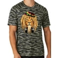 thumbnail image 1 of Mens Rasta Lion with Headphones Rastafarian Moisture-Wicking Camo Tee Shirt, Extra-Small True Navy, 1 of 5