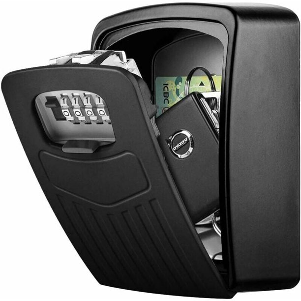 Caja para llaves segura, caja para llaves grande superior, caja fuerte para llaves con código digital de 4 dígitos, caja para llaves segura montada en la pared para interiores, exteriores, hogar,