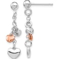 thumbnail image 1 of Sterling Silver Rh-Plated Rose Gold-Plated Heart Dangle Earrings (4.2 X 5.5) Made In Italy qe14081, 1 of 5