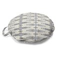 thumbnail image 1 of Ikat Round Floor Cushion with Handle, Detailed Tribal Inspired Ethnic Drawings in Monochrome Style Repetition, Pillow for Living Room & Dorms, 18" Round, Eggshell and Multicolor, by Ambesonne, 1 of 4