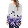 thumbnail image 5 of kayannuo Womens Tops Long Sleeve Shirts Fall Women Casual Floral Butterfly Printed Pullover Long Sleeve Buttons Blouse Tops White, 5 of 7