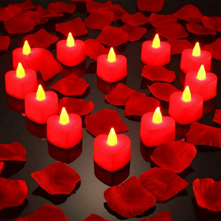FRCOLOR Flameless Candles 24Pcs Heart Shaped Candles Battery Tea