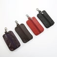thumbnail image 3 of Genuine Leather Key Holder Wallet Men Keys Organizer Women Zipper Key Chain Case, 3 of 8