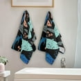 thumbnail image 4 of Blue Whale Ocean Hand Towels 2 PCS, Underwater Kitchen Towel Ultra Soft and Highly Absorbent,Decorative Fingertip Face Towel for Bathroom Hotel, 28.3"x14.4", 4 of 5