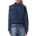 thumbnail image 3 of INSPIRE CHIC Jean Jackets for Women Zip Up Stand Collar Long Sleeve Motorcycle Denim Jacket XS Retro Blue, 3 of 6