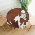 thumbnail image 2 of Cow Print Tablecloth Round 60 Inch Vinyl Spring Cowhide Table Cloths for Parties Waterproof Fabric Brown Animal Print Tablecloths Decorative for Holiday Home Party Wedding Picnic, 2 of 6