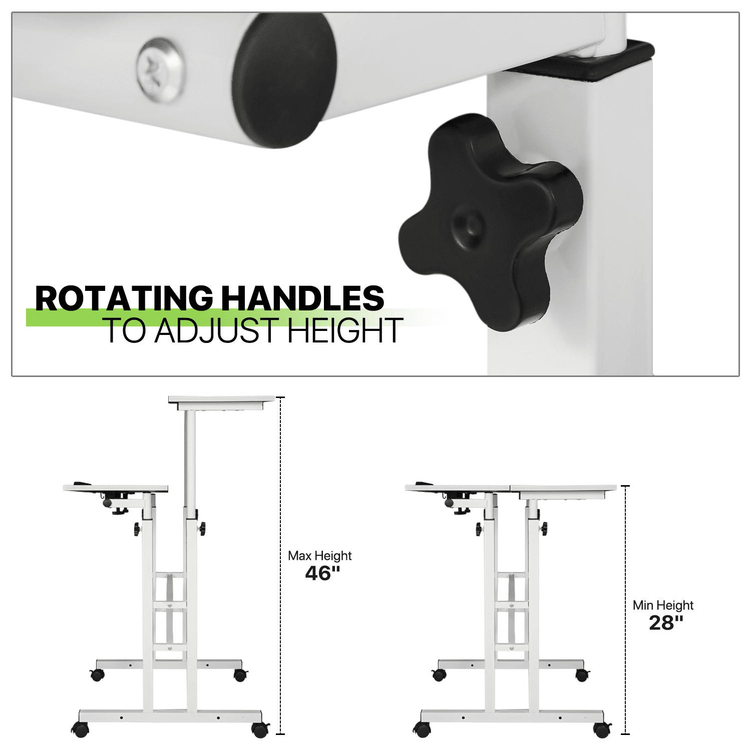 Magshion Lifting Computer Desk W/ Monitor Shelf, Adjustable Height Laptop Desk with Tilting Table for Standing or Sitting, White