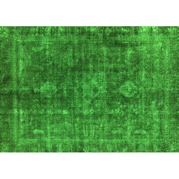 Ahgly Company Indoor Rectangle Oriental Green Industrial Area Rugs, 7' x 10'