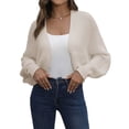 thumbnail image 1 of Cárdigans para Mujer, Cárdigan Corto Abierto por Delante, Suéter de Punto de Larga Tipo Murciélago, Top Tipo Albaricoque L, 1 of 10