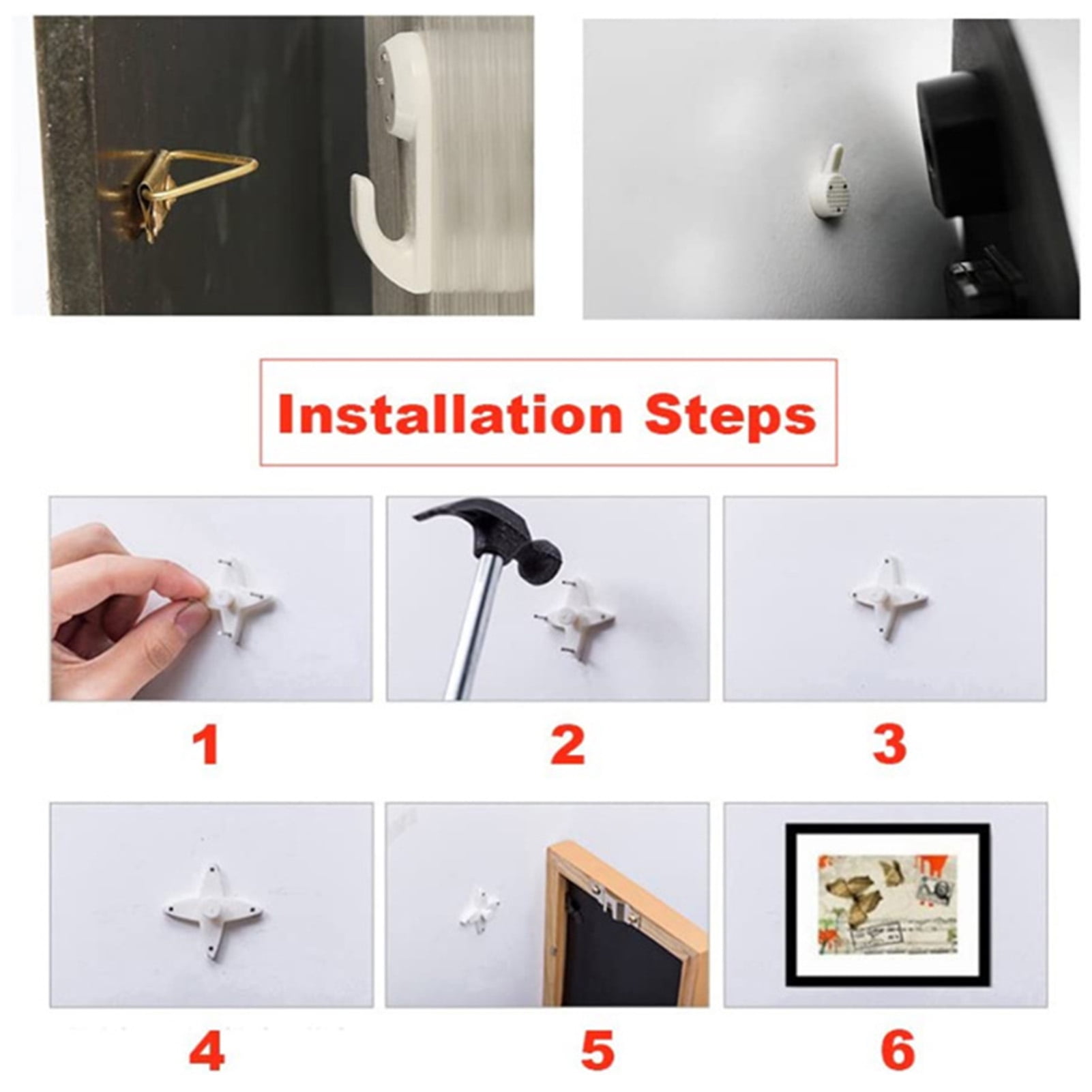 Non-Trace Wall Picture Hook, Dedoot Pack of 24 Non Trace Wall Hooks Plastic  Invisible Traceless Hardwall Hanging Hook for Picture Photo Frame Hangers