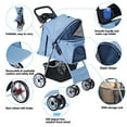 thumbnail image 4 of ZENY 4 Wheel Foldable Dog Pet Stroller - Blue, 4 of 7