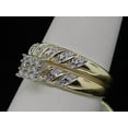 thumbnail image 5 of TAAPSEE JEWELS Mens Ladies 14K Yellow Gold Finish CZ Cluster Engagement Ring Wedding Trio Set, 5 of 6