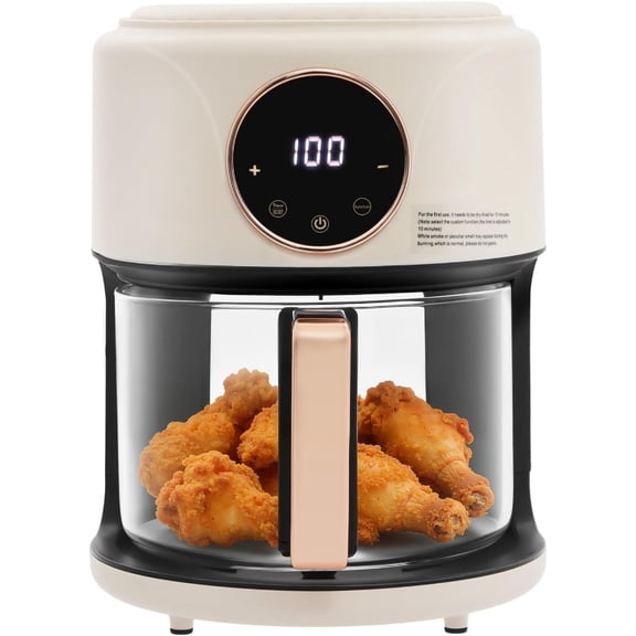 8-in-1 Air Fryer, 4.4 Quarts Fast Heating Basket with Window 176℉-392℉ Small Air Fryer Nonstick and Dishwasher-Safe for Roast Bake Dehydrate, Nonstick & Easy-Clean