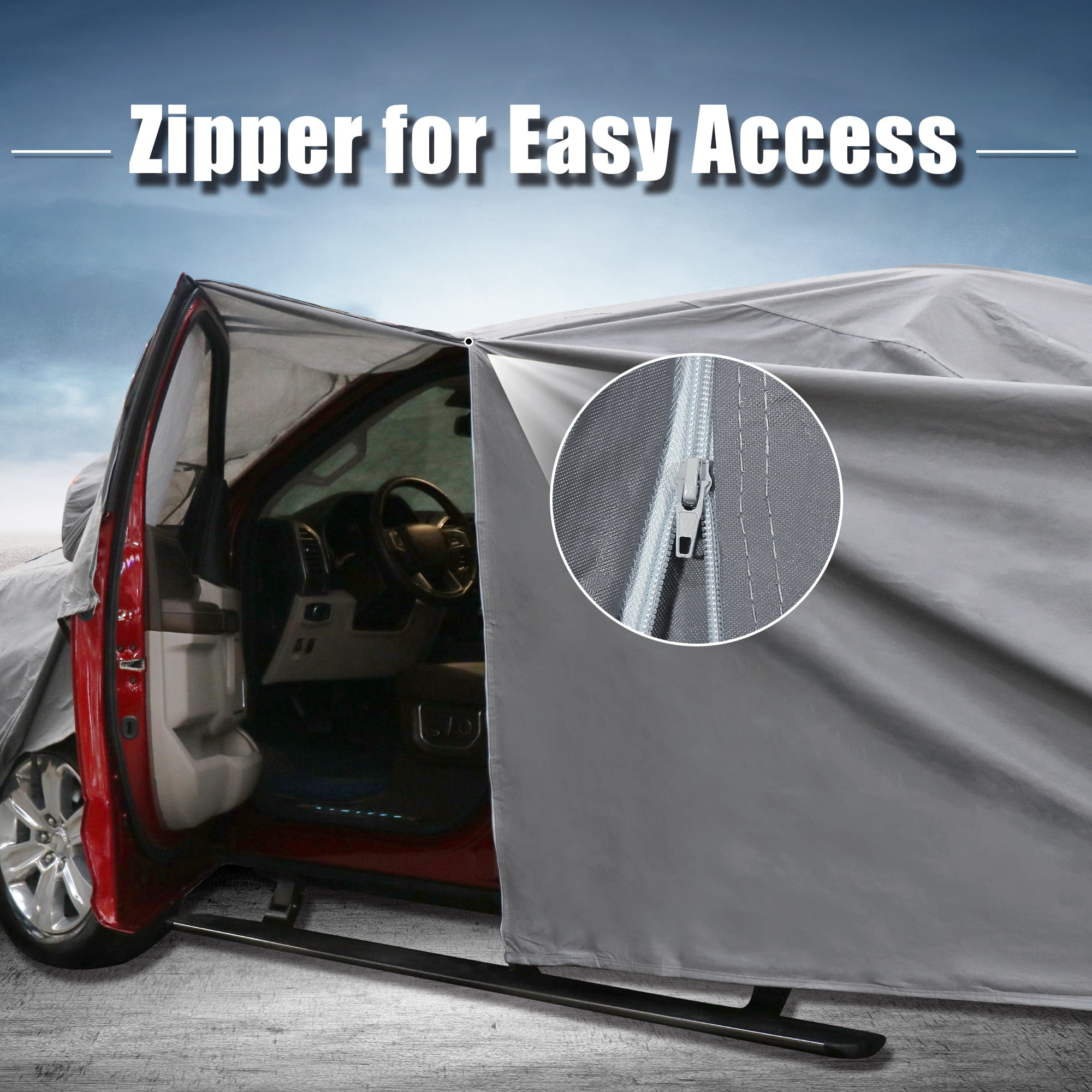 Unique Bargains Pickup Truck Cover for Ford F350 Crew Cab 4 Door Gray Sun Rain Protection