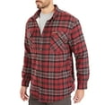 thumbnail image 2 of Men's Smith's Workwear Plaid Sherpa-Lined Cotton Flannel Shirt Jacket Color: Burgundy Size: L, 2 of 5