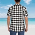 thumbnail image 3 of Lsque Houndstooth Black And White pattern Hawaiian Shirt for Men, Unisex Summer Beach Casual Short Sleeve Button Down Shirts-Large, 3 of 9