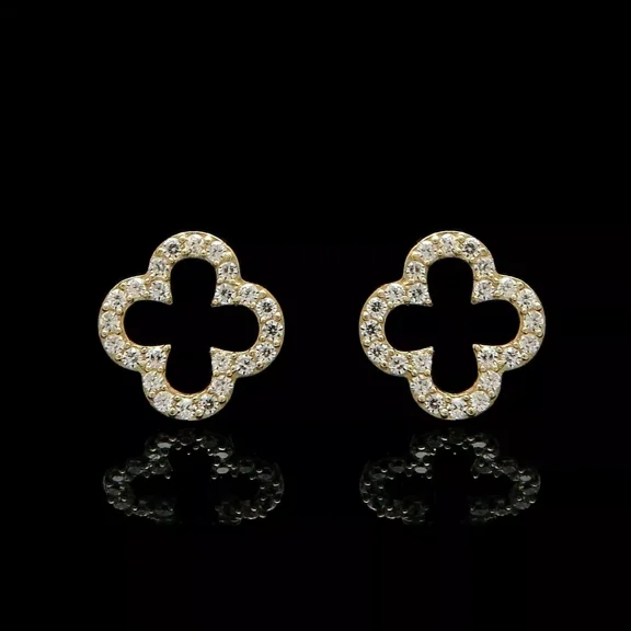 1.00 Ct Round Cut Simulated Diamond Stud Earrings, 14K Yellow Gold Plated Sterling Silver for Women