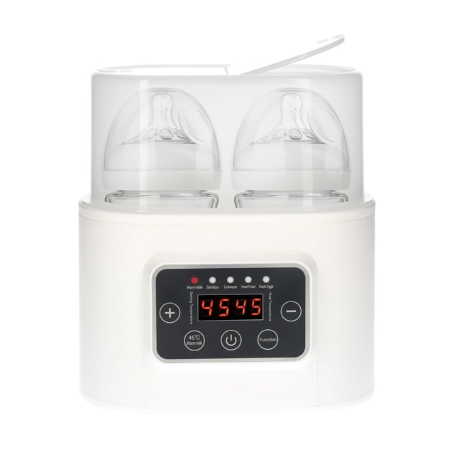 Calentadores de leche Calentador de biberones 5 en 1 Calentador digital de alimentos para bebés con temporizador Pantalla digital Esterilizador de vapor de biberón doble Calentador portátil de descong
