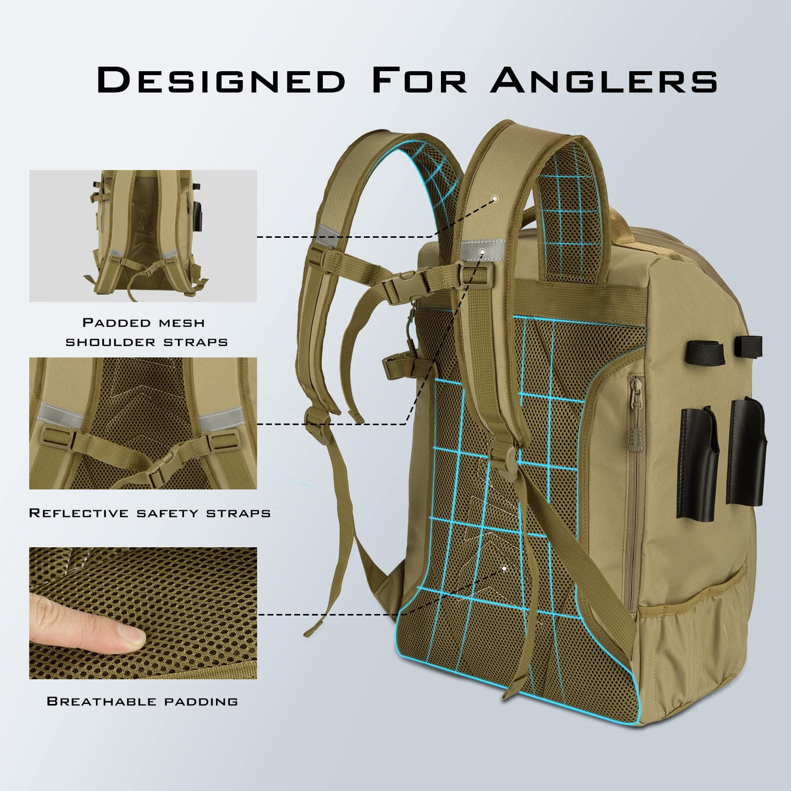 Karryall Fishing Tackle Backpack With Rod Holder 4 Boxes 40/26l Bag Storage Gear And Equipment