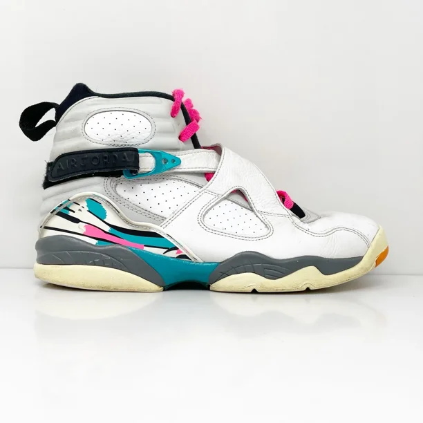 Ni - ke Ni - ke Boys Air Jordan 8 305368-113 White Basketball Shoes Sneakers Size 7Y