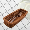 thumbnail image 2 of UDIYO Imitation Rattan Woven Basket Desktop Knife Fork Storage Box Tableware Organizer, 2 of 6