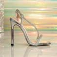 thumbnail image 5 of Stiletto Heels for Women Rhinestone Strappy Heeled Sandals Square Open Toe Elegant Wedding Party Prom Dress Shoes Silver Size 6.5, 5 of 7