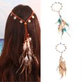 thumbnail image 2 of Indian Headband Bohemian Feathered Hairband Stylish Braiding Hair Band Bohemian Styles Headwear for Music Festival 2812lvse, 2 of 4