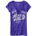 thumbnail image 1 of Aeropostale Aero New York Glitter Camiseta gráfica para mujer, Púrpura, X-Large, 1 of 1