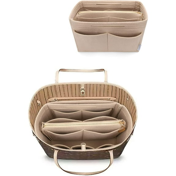 Felt Purse Bag Organizer Insert with zipper Bag Tote Shaper Fit Speedy Neverful PM MM