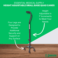 thumbnail image 3 of Essential Medical Supply Four Prong Small Base Standing Quad Cane, 3 of 6