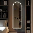 thumbnail image 2 of DWVO 65"x22" Full-Length Mirror with LED Lights, Modern Arched Free Standing Floor Mirror, Wall Mounted Hanging Mirror, Dressing Mirror Touch Control, Full-Size Tall Mirror for Bedroom, 2 of 8