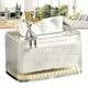 thumbnail image 5 of Tissue Box Holder Large Opening Auto Lifting Spring Home Tissue Dispenser for Bathroom Vanity Countertop Clear Body Creamy Base, 5 of 5