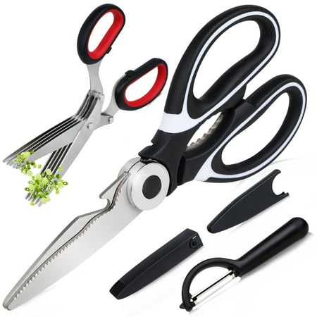 

Kitchen Shears Herb Scissors Vegetable Peeler Set Heavy Duty Kitchen Scissors for Meat Poultry Fish Herb Cutter Shears with 5 Blades 2 in 1 Vegetable Peeler Pack of 3 Multipurpose Kitchen Gadgets