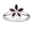 thumbnail image 1 of Bague Fleur en Argent Sterling Stackable Expressions Grenat Taille 6, 1 of 3