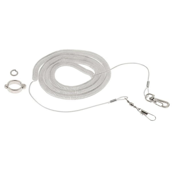 Anillo y cadena para pie de loro, cuerda elástica de entrenamiento de juguete para tobillera de pájaros de acero plástico Cuerda 10m y anillo tobillera talla 12 Yuyangstore Cuerda elástica de aves loro