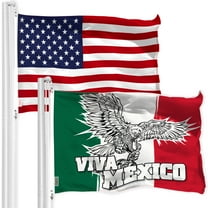 G128 Combo Pack: American USA Flag 3x5 Ft & Mexico Mexican Viva Mexico Flag 3x5 Ft | Both LiteWeave Pro Series Printed 150D Polyester, Brass Grommets
