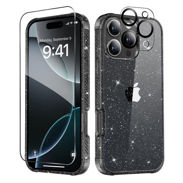 Funda de teléfono MIODIK para iPhone 16 Pro Max Clear Glitter