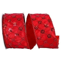 JAM Paper All Occasion Scarlet Red Polyester Christmas Sequin Ribbon, 10yd x 2.5in, 1/Pack