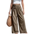 thumbnail image 5 of Dresfit Womens Linen Pants Wide Leg Palazzo Beach Slacks Summer 2026 Loose Lightweight Trousers Cotton Flowy Business Pant with Pockets Khaki M, 5 of 7