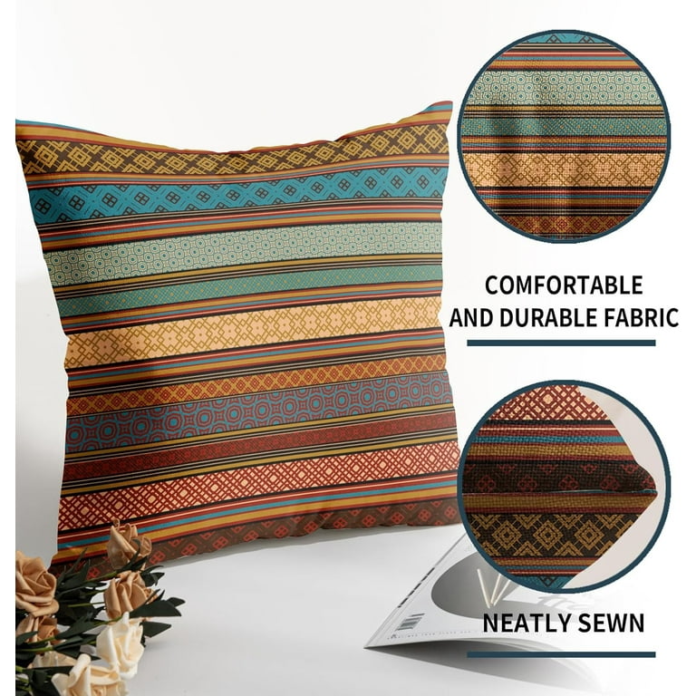RYKEEN Mexican Colorful Throw Pillow Covers Set Of 4 - 18x18 Inch Decorative Cushion Covers 4 thumbnail image