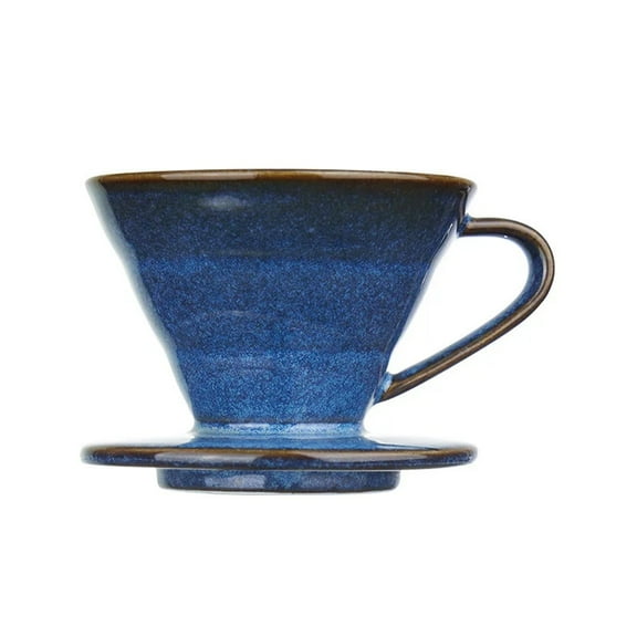 Heat Resistant Ceramic Drip Coffee Filter Handcrafted Blue Glazed Elegant Design For Home Brewing