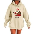 thumbnail image 2 of Mifsaly Christmas Hoodie for Women Oversized Christmas Santa Hooded Sweatshirt Xmas Long Sleeve Loose Pullover Tops Drop Shoulder Warm Winter Outerwear with Pocket 2025 Funny Gifts, 2 of 4