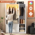 thumbnail image 6 of ANPOO Mid-Century Modern Fluted Bedroom Armoire, 3 Door Freestanding Wardrobe Closet with Mirrors, Motion Sensor LED Lights, 70.3" Tall Wooden Storage Cabinet with Drawers & Shelves, White, 6 of 9