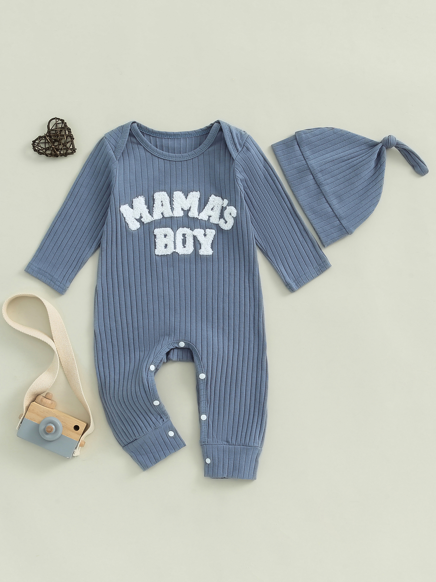 Adorable 3-Piece Coming Home Outfit For Newborns - Letter Print Romper, Pants & Hat Set