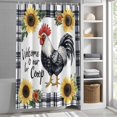 thumbnail image 3 of White Black Rooster Sunflower Fabric Shower Curtain Retro Floral Washable Shower Curtains for Bathroom, Waterproof Bath Curtain with Hooks Home Decor 72x72in, 3 of 8