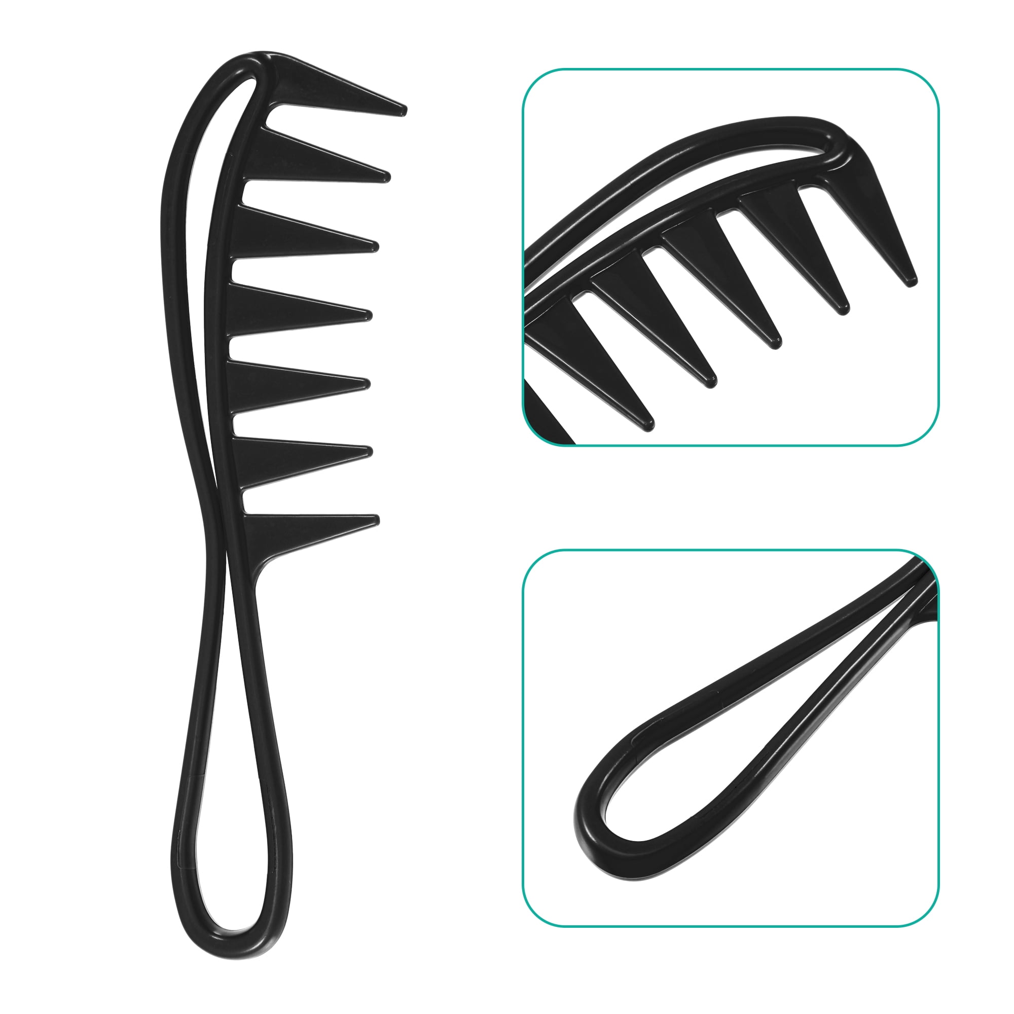 Unique Bargains 3 Pcs Hair Comb Wide Tooth Anti Static Detangling Comb for Wet and Dry Black