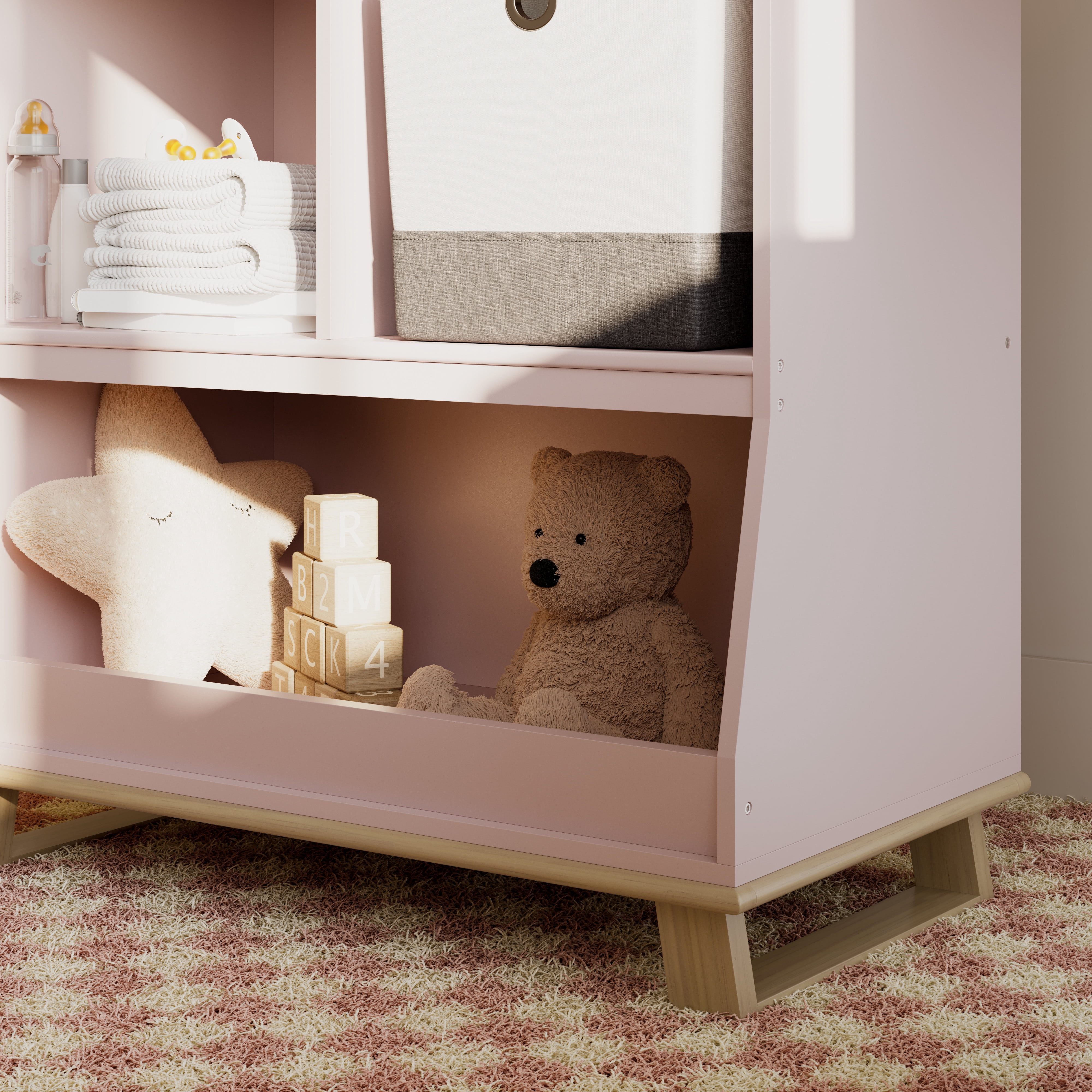 Storkcraft Modern Convertible Infant Changing Table, Blush with Driftwood
