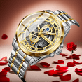thumbnail image 4 of Reloj de Cuarzo Esqueleto para Hombre Caja de 42 Mm Correa de Acero Inoxidable Dorado Luminoso 30 M Impermeable Reloj de Pulsera Deportivo de Negocios, 4 of 6