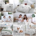 thumbnail image 5 of 3 Piece White Green Dandelion Duvet Cover Set California King, Microfiber Comforter/Quilt Cover with Corner Ties and 2 Pillowcases, Grey Floral Leaves All Season Soft Bedding with Zipper Closure, 5 of 8