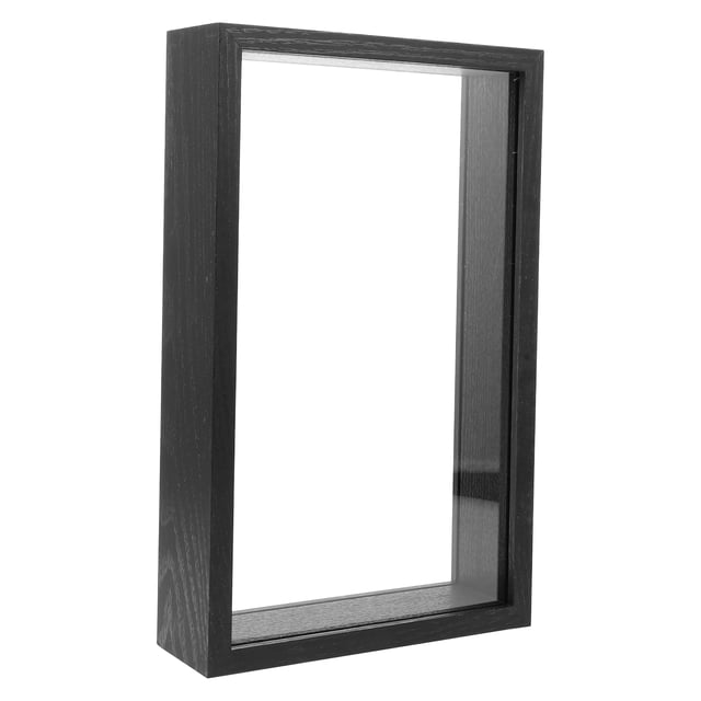 OUNONA Dried Flower Display Box Floating Photo Frame Black Solid Wood Adults 1Pack